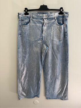 American Eagle Metallic Coated Super High Rise Baggy Wide Leg Jeans